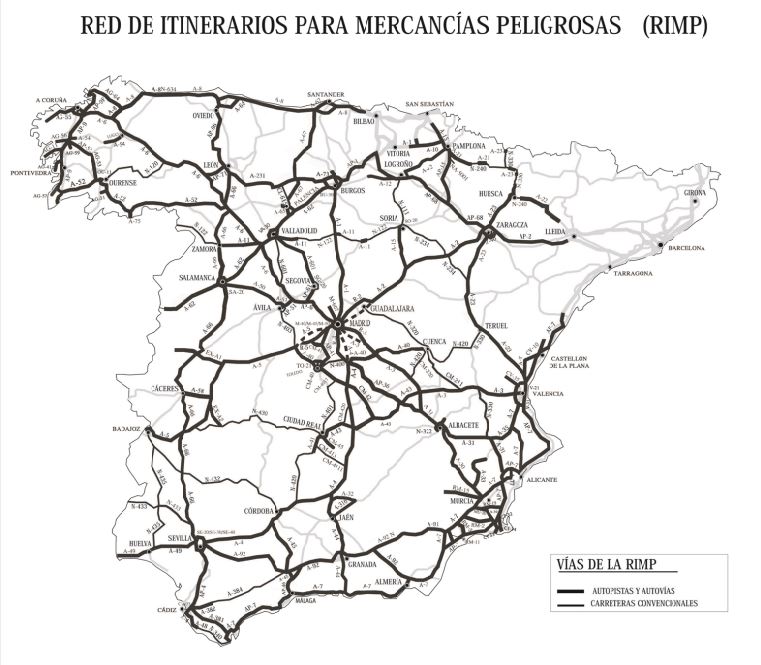 red itinerarios mercancias peligrosas